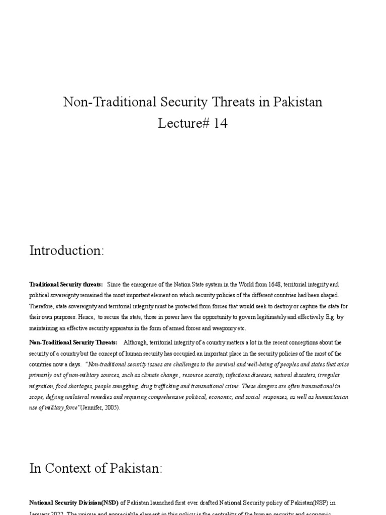 Non-Traditional Security Threats in Pakistan | PDF | Climate Change ...