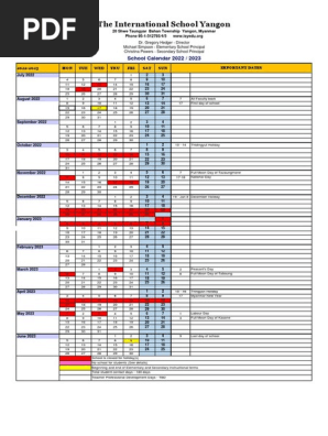 ISY Calendar 2022-2023