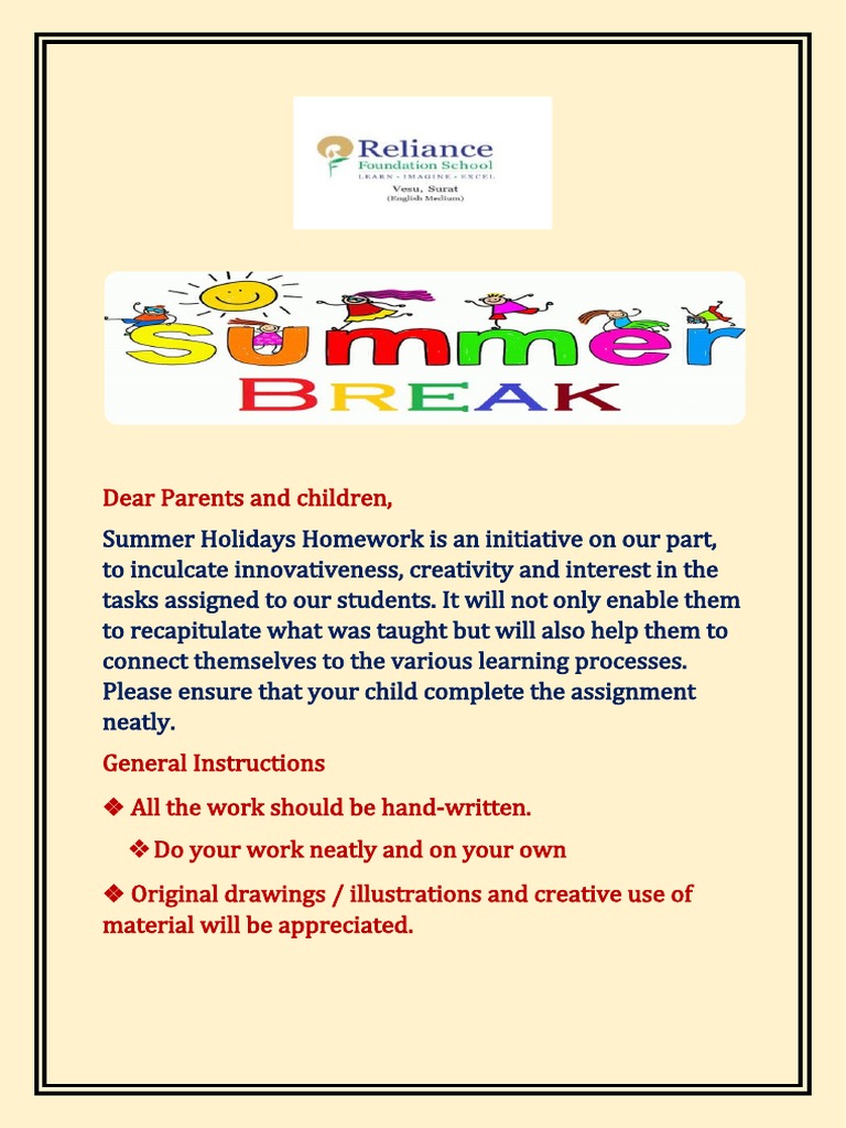 Class 4 Mathematics Holiday Homework - 2022-23 | Download Free PDF