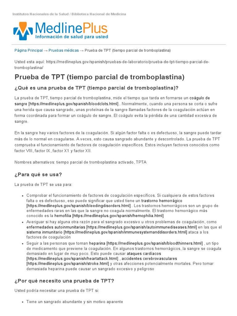 Prueba de TPT: Coagulación de Sangre | PDF | Coagulación | Sangre