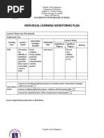 Individual Learning Monitoring Plan: San Benito Integrated School