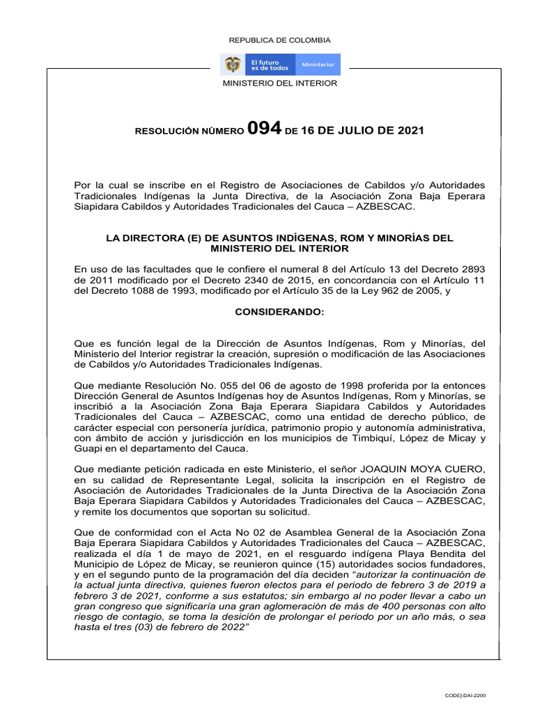 Res 094 2021 | PDF | Ciencias Políticas | Gobernancia
