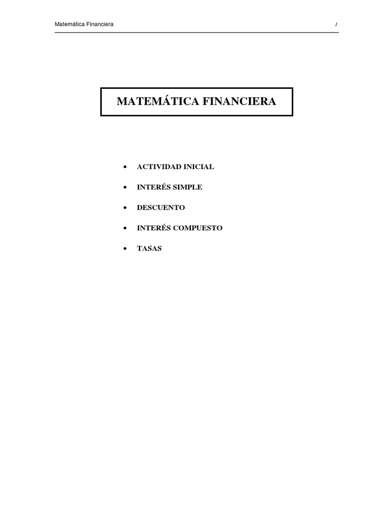 Matematica Financiera | PDF | Interés | Finanzas Matemáticas