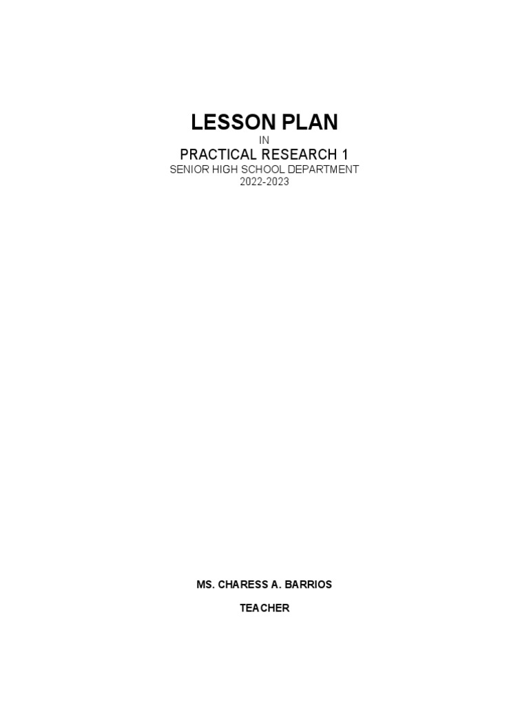 Practical Research Lesson Plan: Literature Review | PDF | Lesson Plan ...