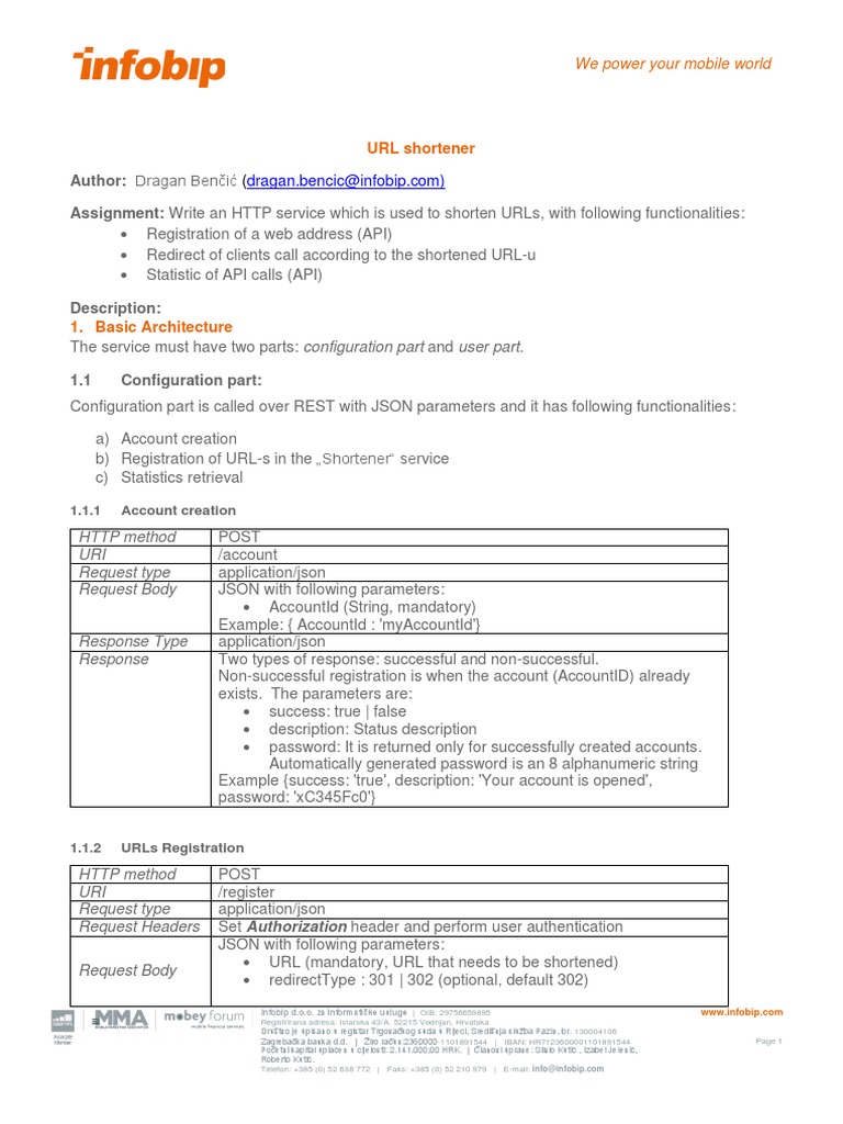 Infobip Assignment Java URL Shortener Eng PDF Hypertext Transfer