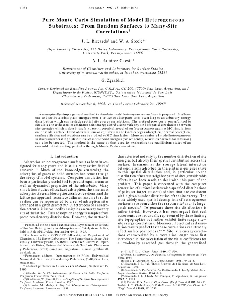 Riccardo 1997 | PDF | Adsorption | Heterogeneous Catalysis