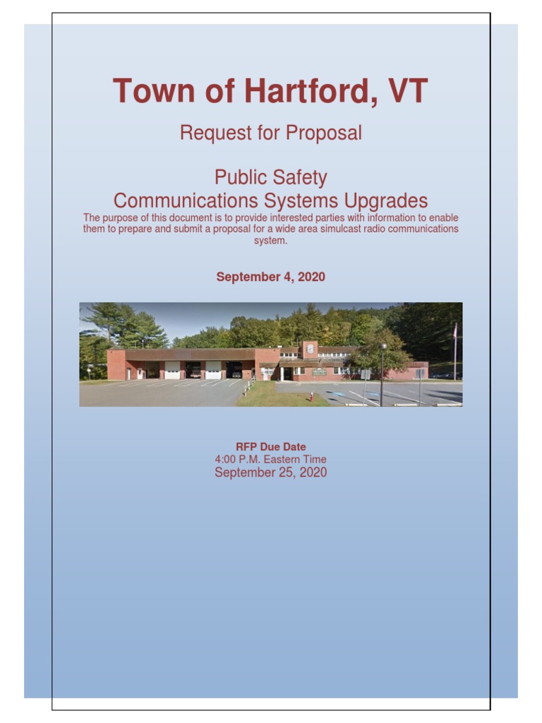 Hartford Simulcast Radio System RFP FINAL PDF Electricity