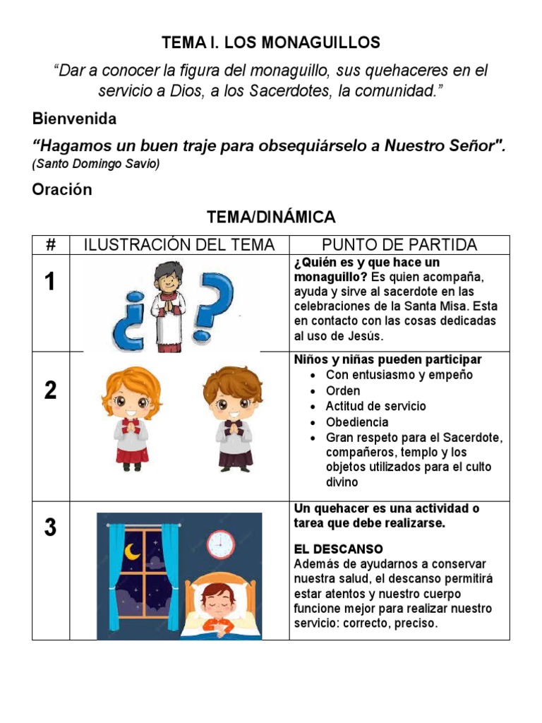 Tema I Monaguillos Pdf María Madre De Jesús Eucaristía