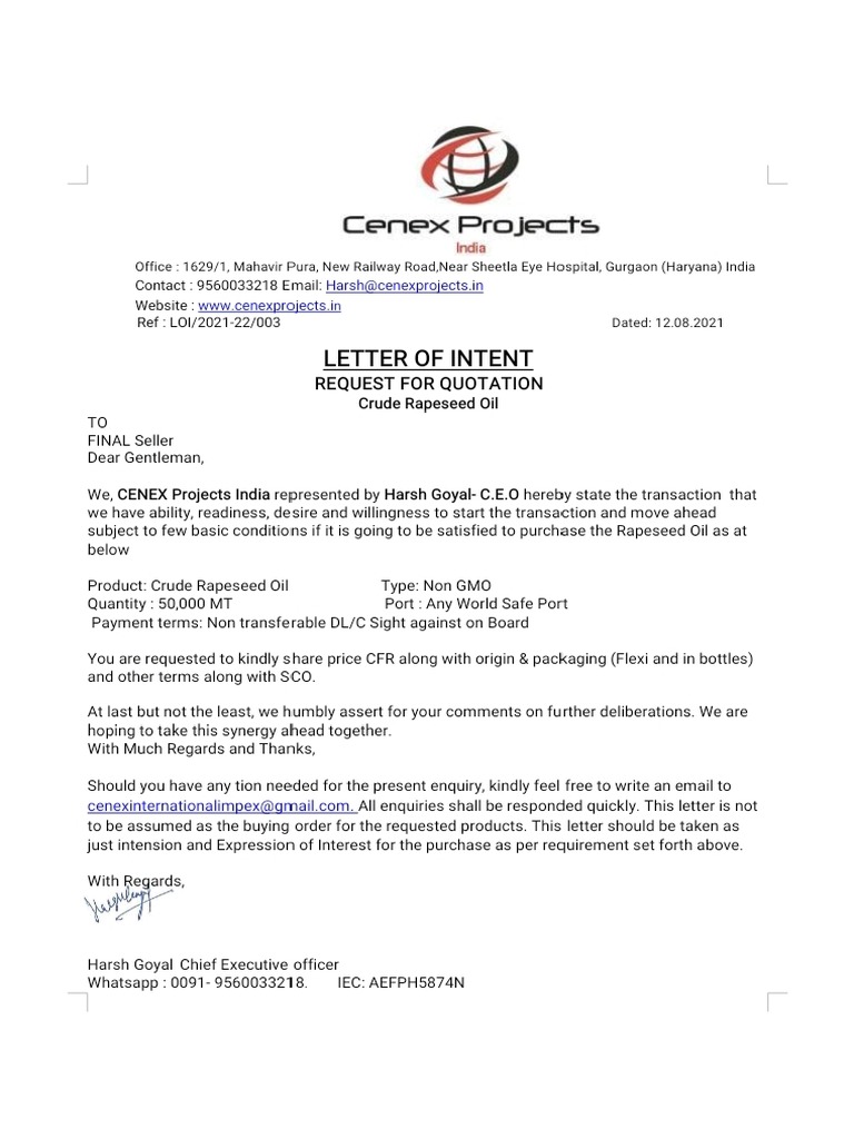 A027.LOI 2021 CROil 003 | PDF