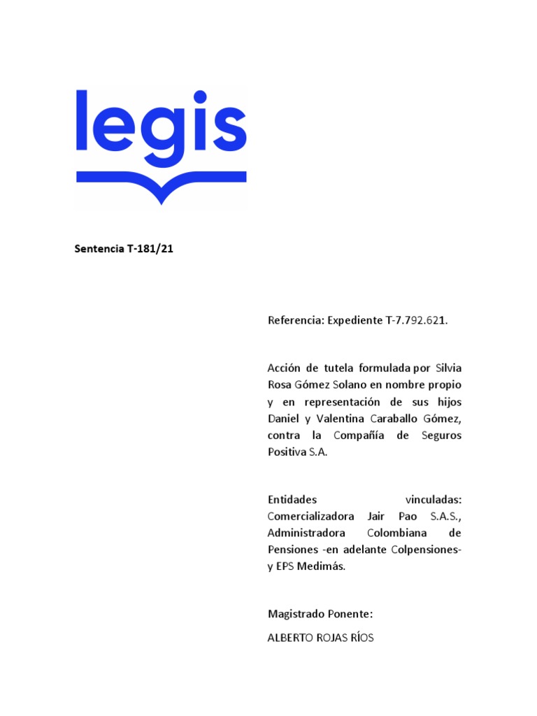 Sent T 181 21 | PDF | Pensión | Caso de ley