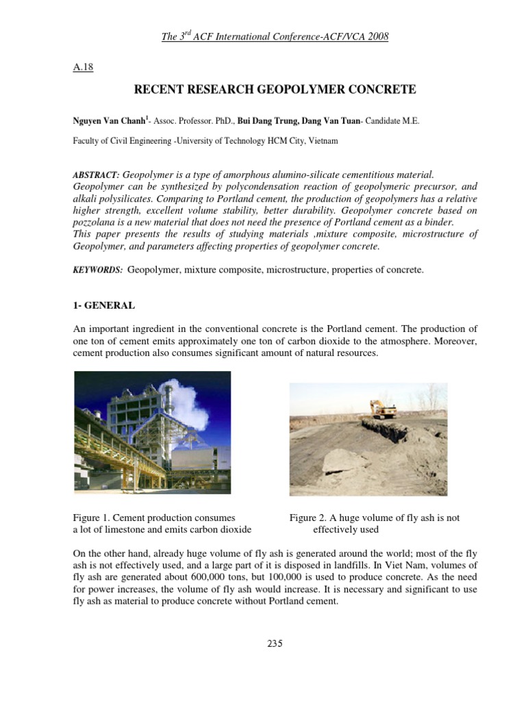 Recent Research Geopolymer Concrete | PDF | Fly Ash | Sodium Hydroxide