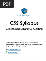 CSS Syllabus: Subject: Accountancy & Auditing