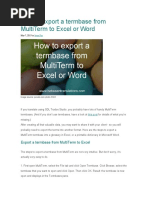 How To Export A Termbase From MultiTerm To Excel or Word