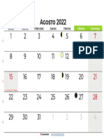 Calendario Agosto 2022 Chile