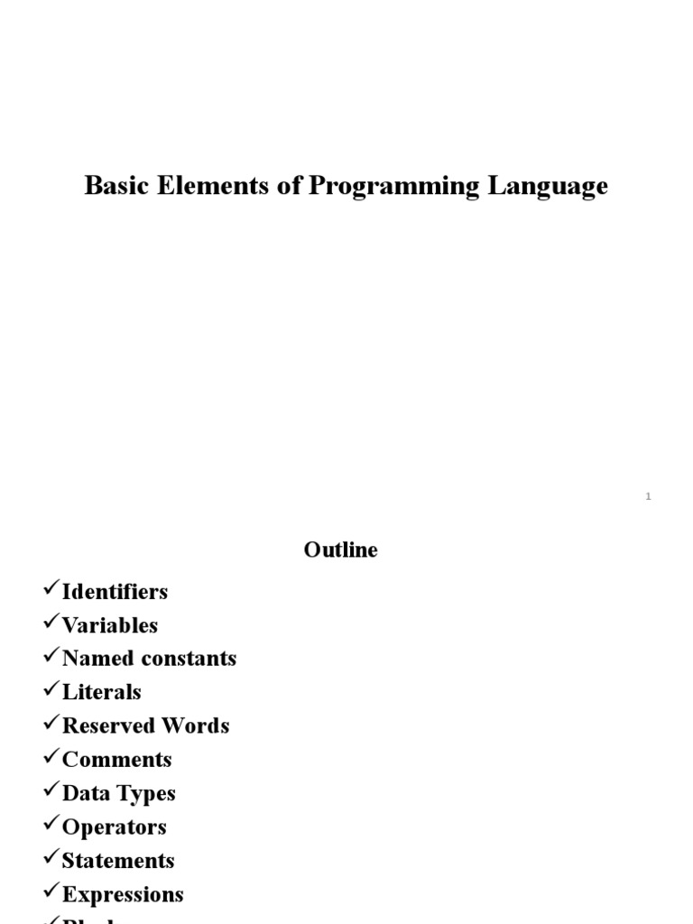 Basic Elements of Programming Language | PDF | Data Type | Array Data ...