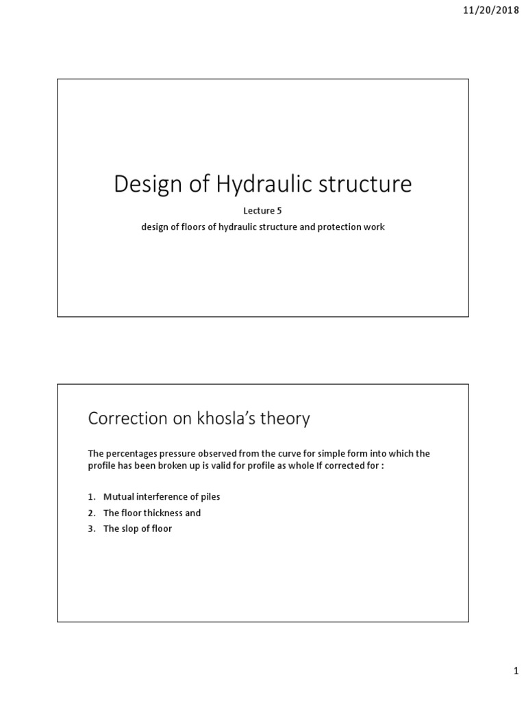 Design of Hydraulic Structure 5 Student 20182019 PDF Earth