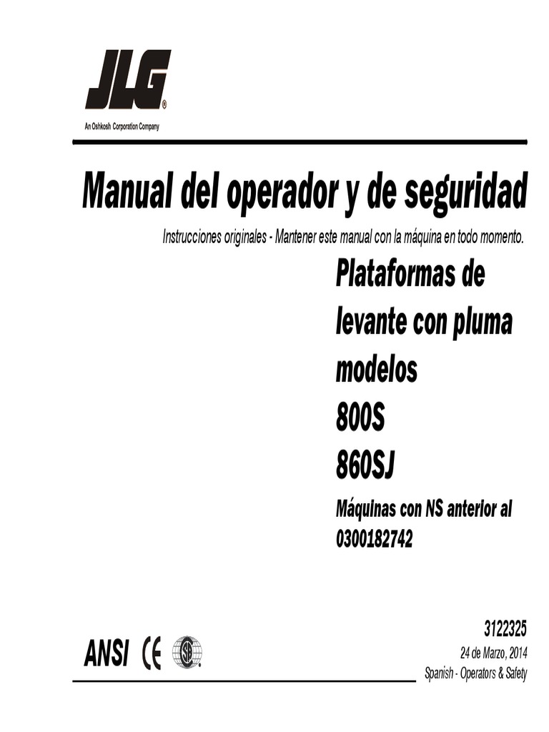 Manual de Operacion Manlift 860 SJ Español PDF Transmisión de