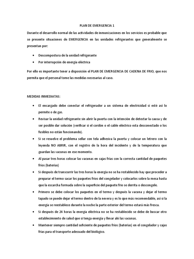 Plan de Emergencia 2022 | PDF | Refrigerador | Vacunas