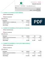 Cotización de 19 trabajos para cambio de bombillas y mantenimiento de vehículo