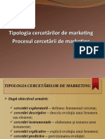 Tipologia si procesul cercetarilor de marketing