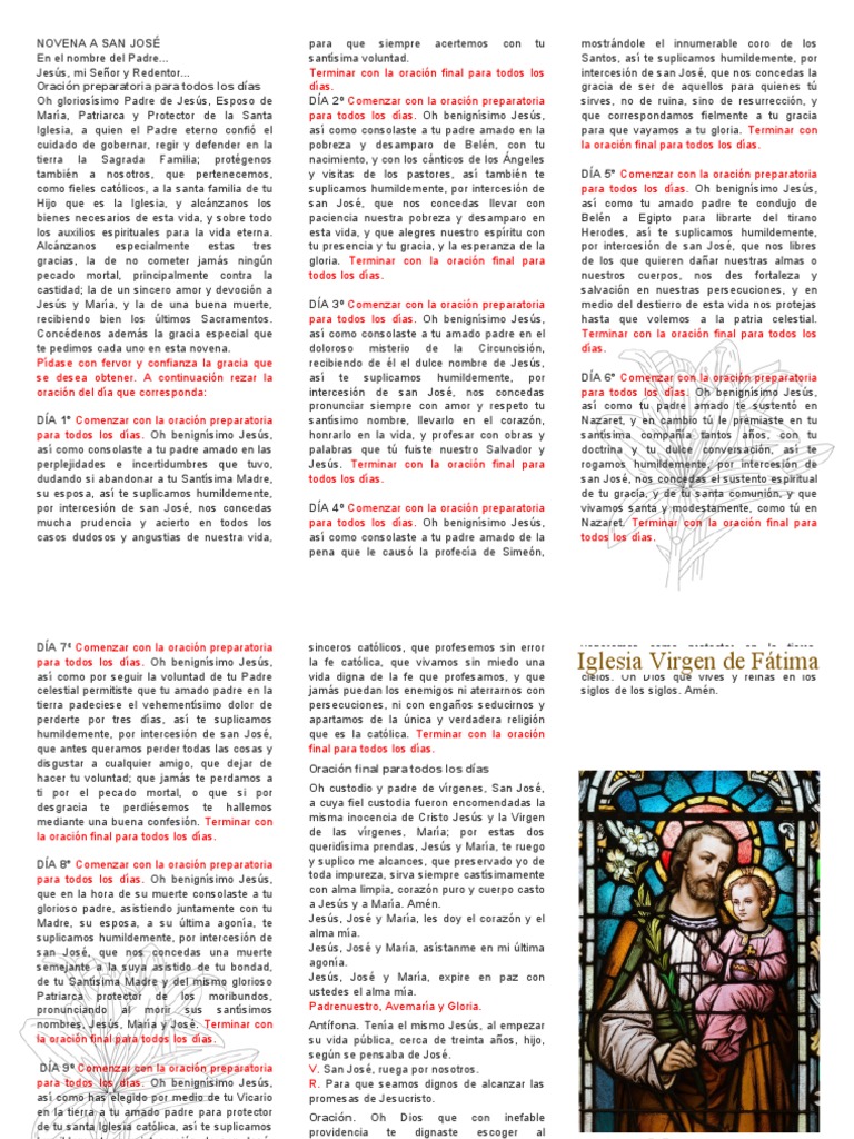 Novena A San José | PDF | Oración | María, madre de Jesús