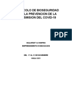 Protocolo de Bioseguridad para La Prevencion de La Transmision Del Covid