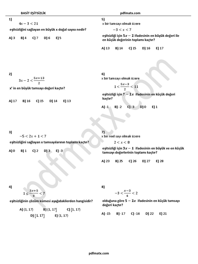 14 Basit Esitsizlik | PDF