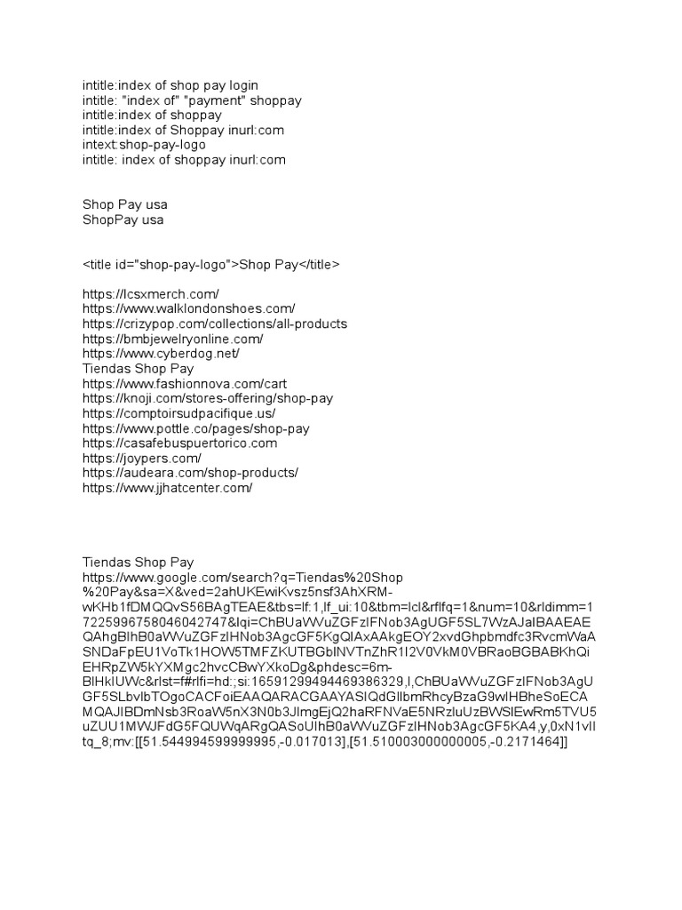 Shop Pay Login and Payment Index | PDF