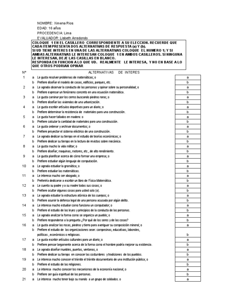 Test Vocacional | PDF | Publicidad | Business