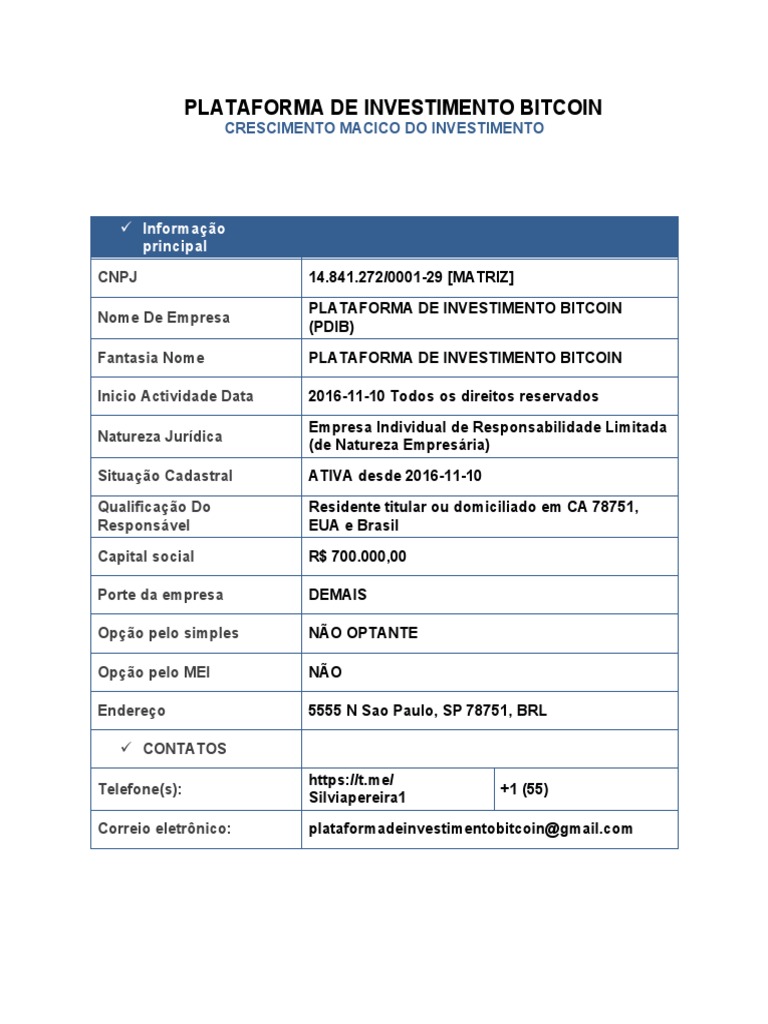Investimentos em Bitcoin e Tecnologia | PDF | Programas | Bitcoin