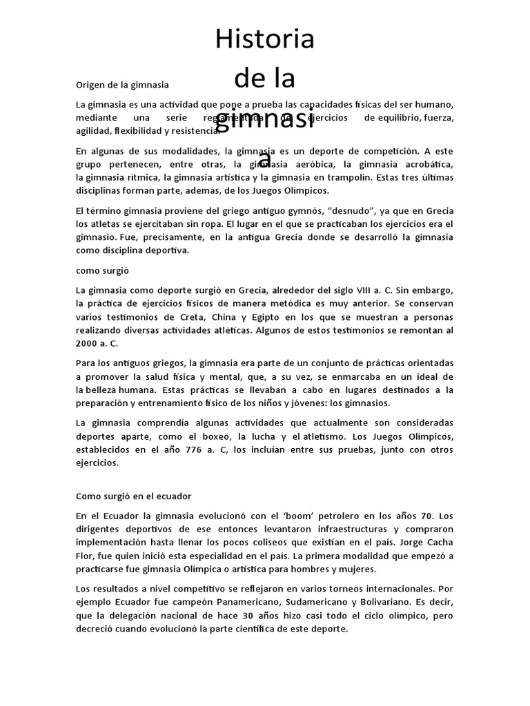 Historia de La Gimnasia | PDF | Gimnasia | Deportes