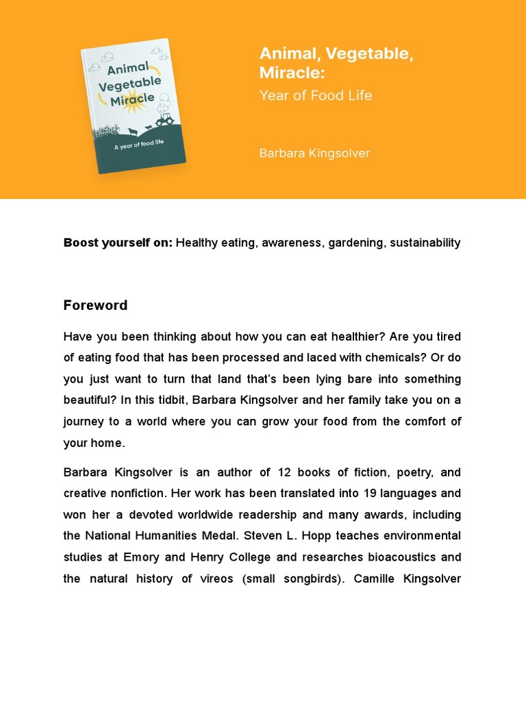 Animal, Vegetable, Miracle Year of Food Life PDF Foods Agriculture