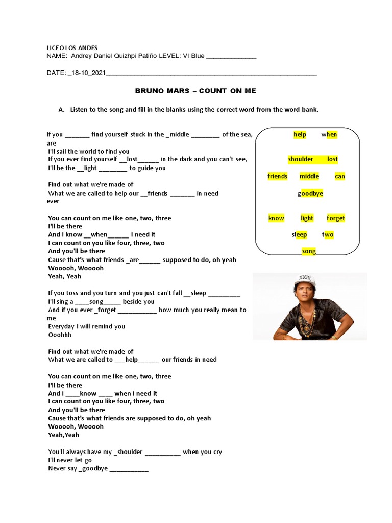 VI RED Copy of BRUNO MARS - COUNT ON ME | PDF