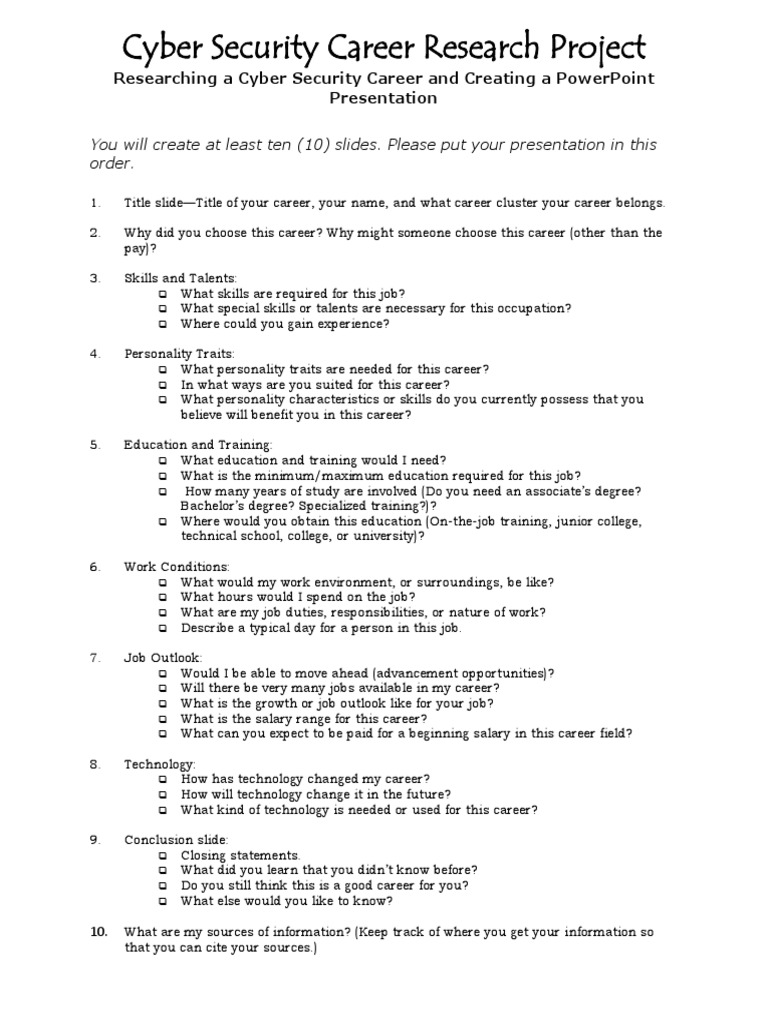 Career Research Project Pdf