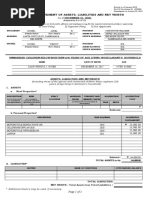 Sworn Statement of Assets, Liabilities and Net Worth