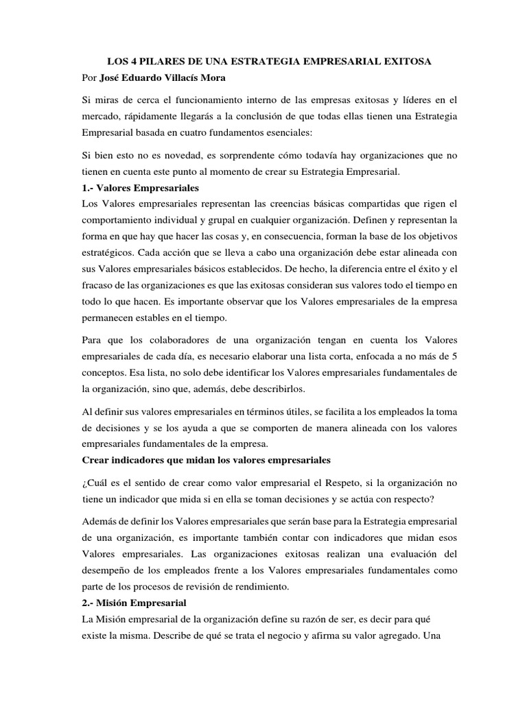 4 Pilares de una Estrategia Empresarial | PDF | Cliente | Business