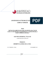 Dietas de alimentación para pacientes adultos de covid 19 con secuela pulmonar en la clínica (Autoguardado)