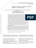 Intergenerational Transmission of Depressive and Anxiety Disorders: Mediation Via Youth Personality