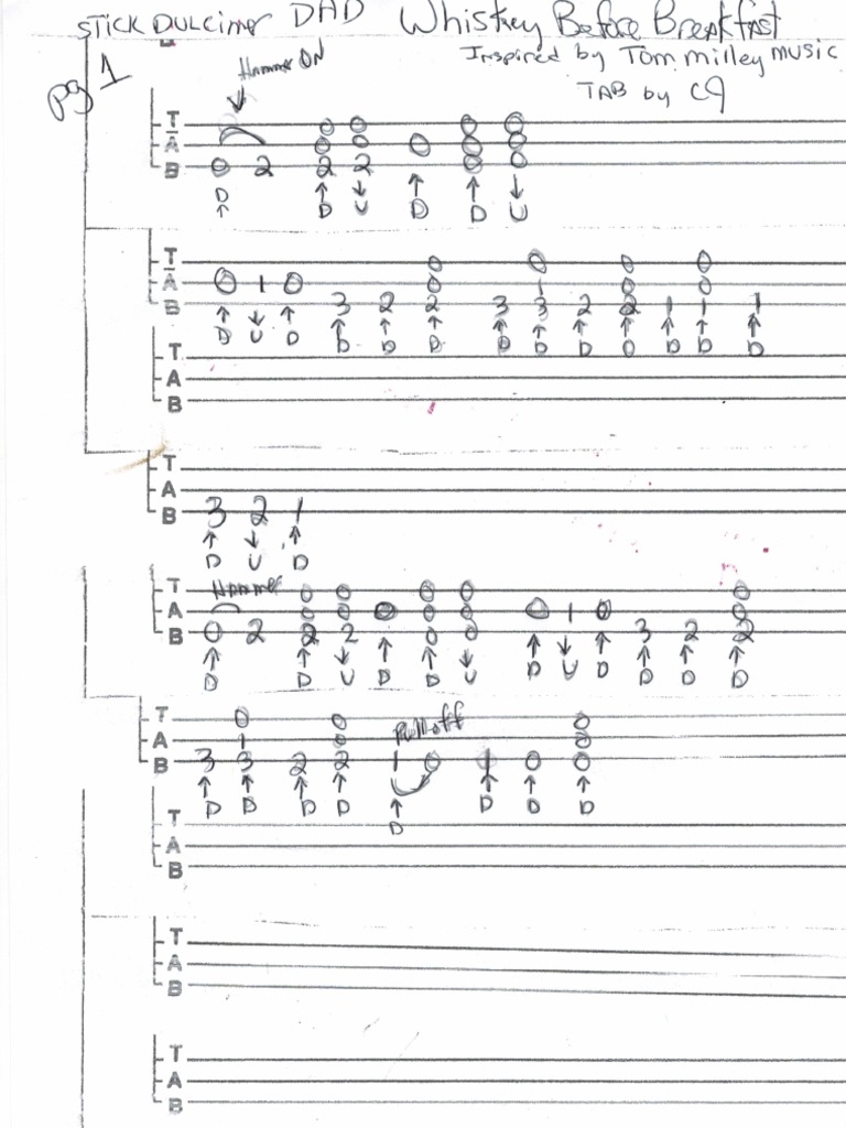 Whiskey Before Breakfast Stick Dulcimer Tab Page 1 PDF