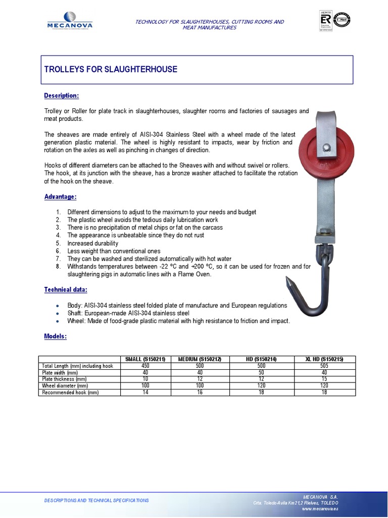 En Pletina Trolley Slaughterhouse | PDF | Slaughterhouse | Axle