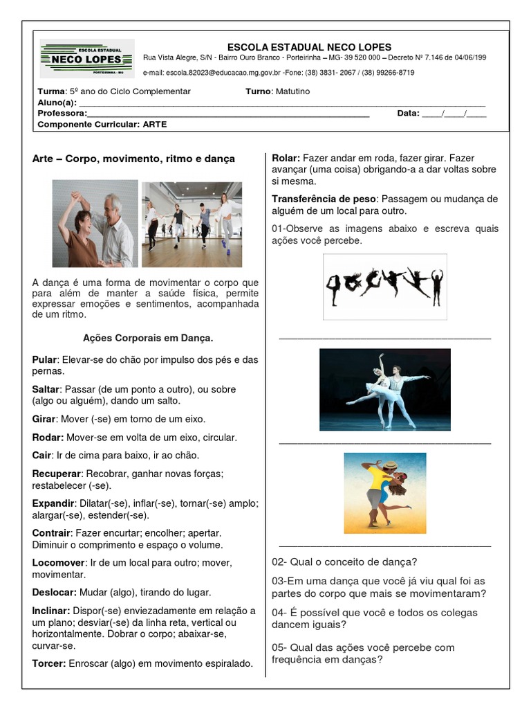 Arte Ritmo e Movimento Dança | PDF