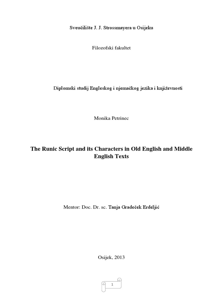 The runic script and its characters in old english and middle english