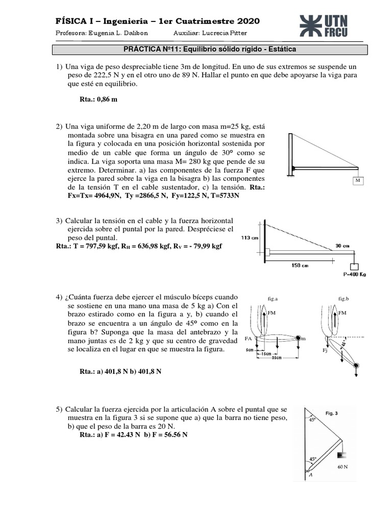 Equilibrio del sólido rígido - Estática 2020 | PDF | Cantidades fisicas ...