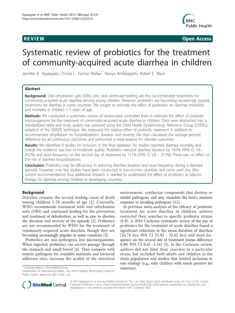 Systematic Review of Probiotics For The Treatment of CommunityAcquired