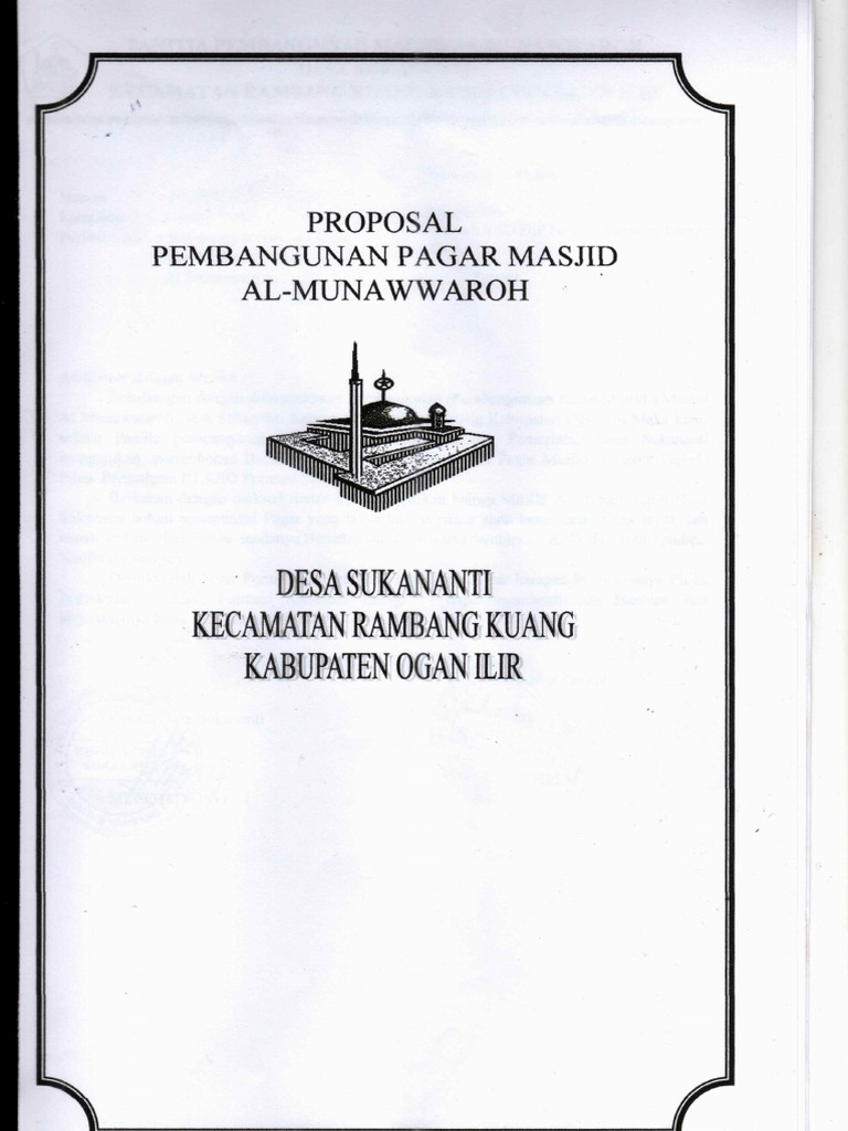 Proposal Pembangunan Pagar Masjid Al-Munawwaroh (Desa Sukananti) | PDF