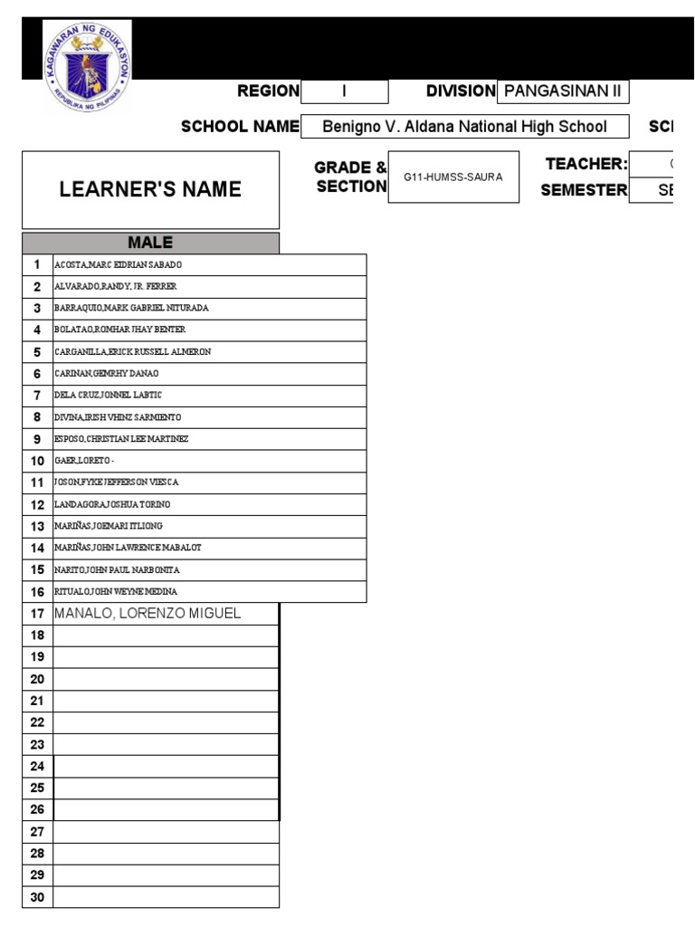 Input data sheet for shs e class record download free pdf literacy