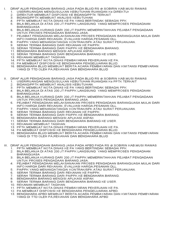 DRAF Alur Pengadaan Barang Dan Jasa | PDF