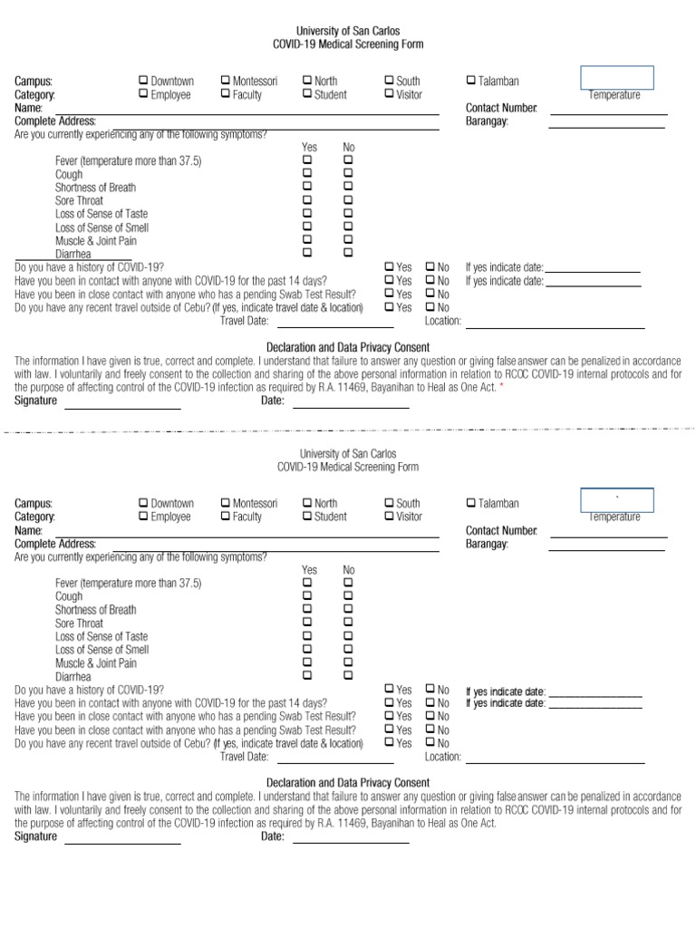 Health Declaration Form PDF