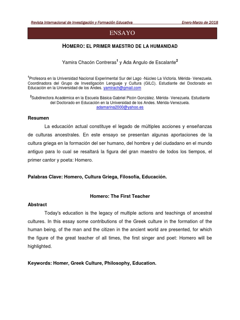 Homero: Maestro de la Educación Griega | PDF | Homero | Antigua Grecia