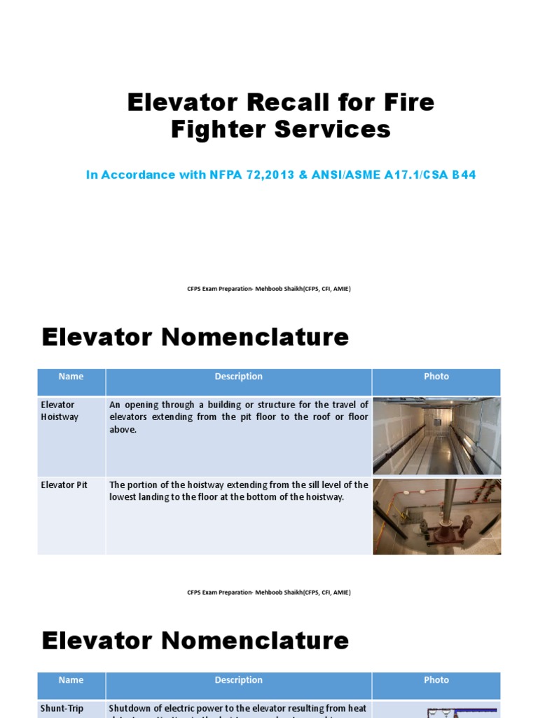 Elevator Recall For Fire Fighter Services | PDF | Fire Sprinkler System ...